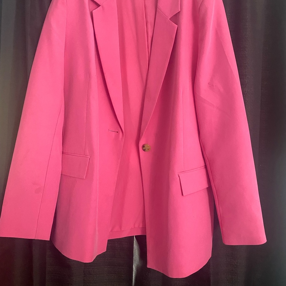 Pink Lily Hot Pink Blazer Structured Suit Jacket